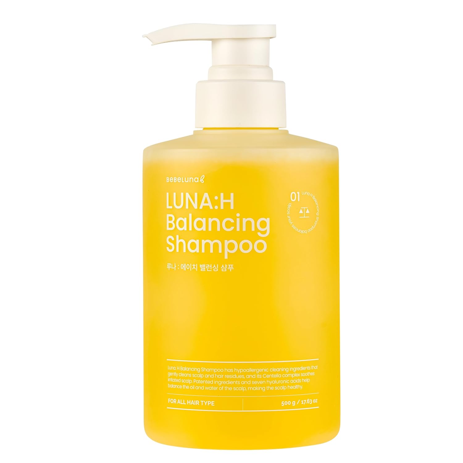 BEBELUNA | Luna:H Balancing Shampoo | pH-Balanced Plant-Derived Cleanser | Menthol Cooling | Centella & Chamomile | 16.9 fl oz (500 mL)