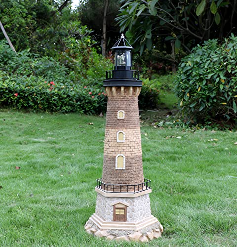 Solar Lighthouse Rotating Light - 360 Degree Light Houses Lamp For Yard, Ip65 Waterproof Durable Lighthouse Lamps Towers Statue Lights For Outdoor Garden Pathway Patio (Black -Large - Style B) #TOP7