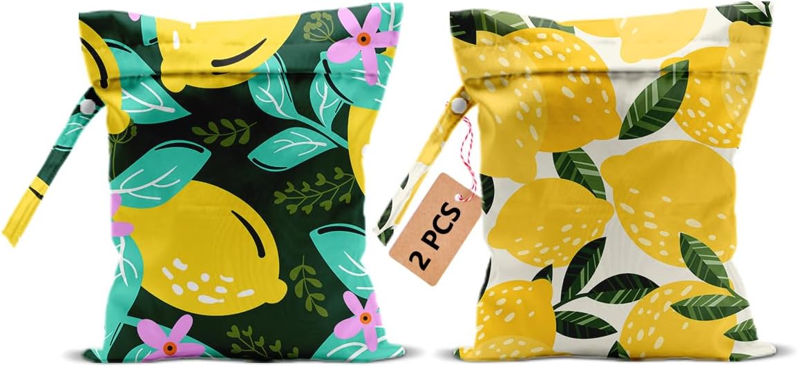 2Pcs Lemon Wet Bags, Wet Dry Dag, Lemon Gifts for Women Friend Travelers