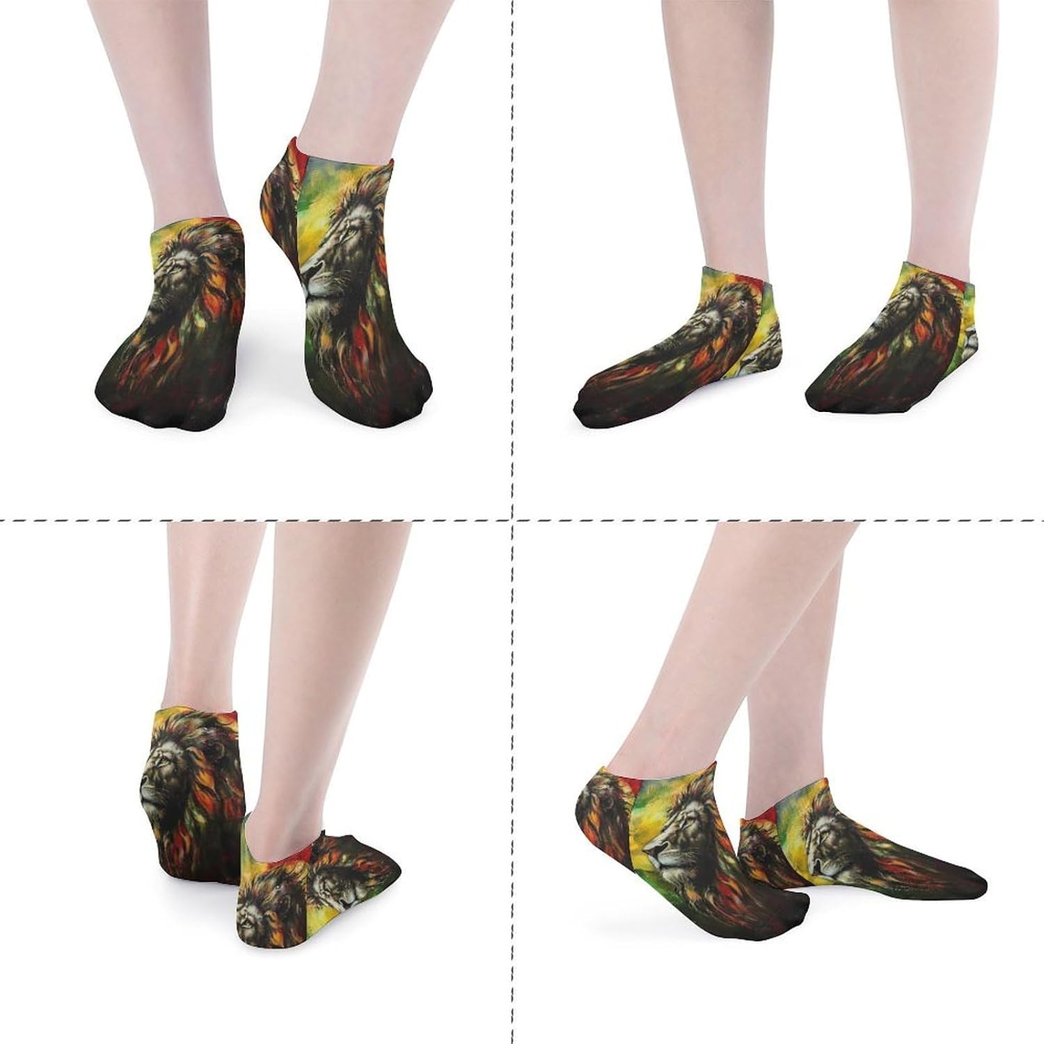 Lion Rasta-Flag-Jungle-Reggae Ankle Socks for Men Women Low Cut Crew Sock Casual Sports Clothing