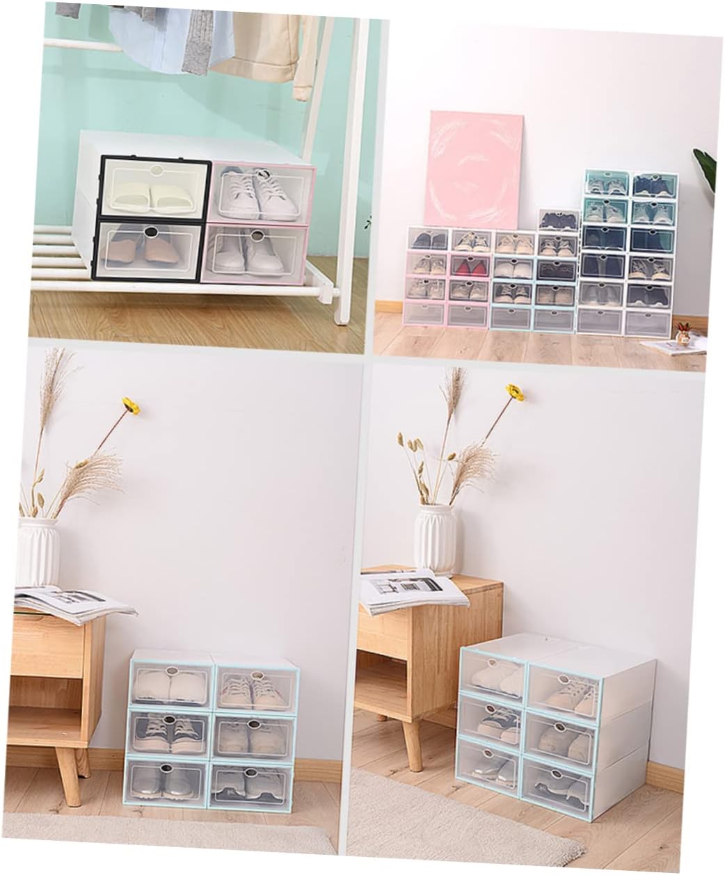 Holibanna 6pcs Shoe Storage Box Shoe Rack Stackable Plastic Container Organizing Boxes for Spaces