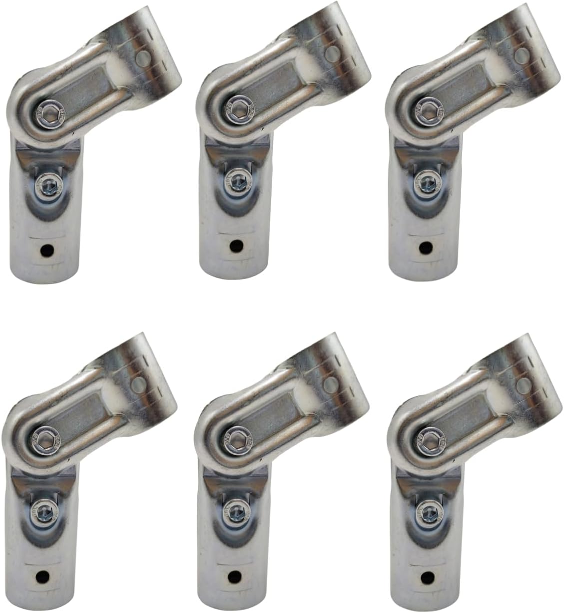 Adjustable 2-Way Pipe Connector, Metal Clamp Fittings, for 1" (O.D. 25.4 mm) Stainless Steel Rail, Chain Link Fence, Bolts and Nuts Included (6 Set)