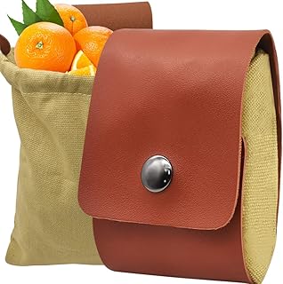 Foraging bag, Collapsible Canvas Foraging Pouch With Leather Belt，Foraging Bag For Mushroom Garden Vegetable Seed Storage Harvesting Bag For Outdoor Camping Hiking Hunting Travel Tools Bag, Khaki