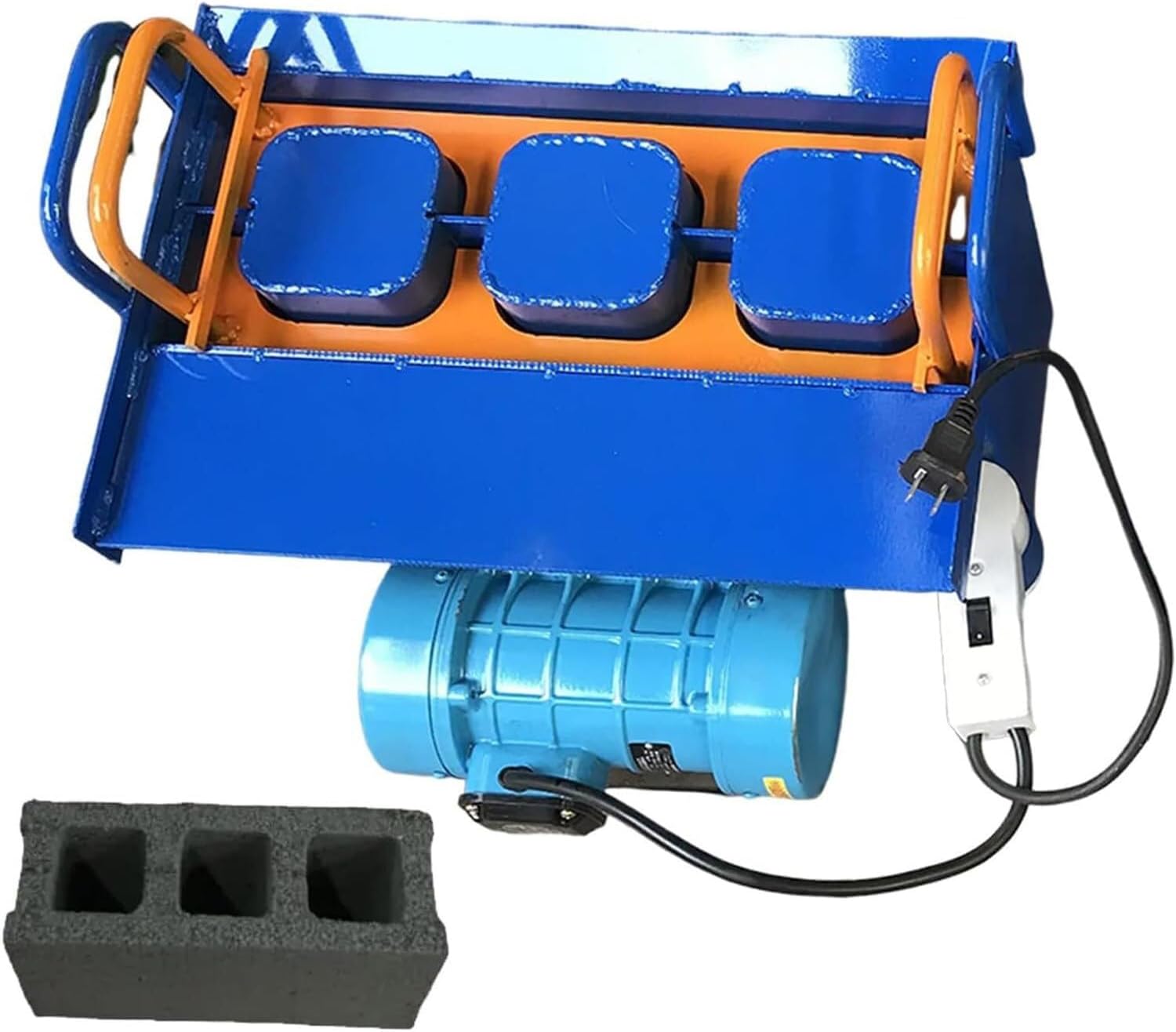 Concrete Block Making Machine Hand Driven Block Pressing Machine Manual Brick Making Machine,45s Fast Forming,30 Bricks/H,Customizable Molds(Threeholes)