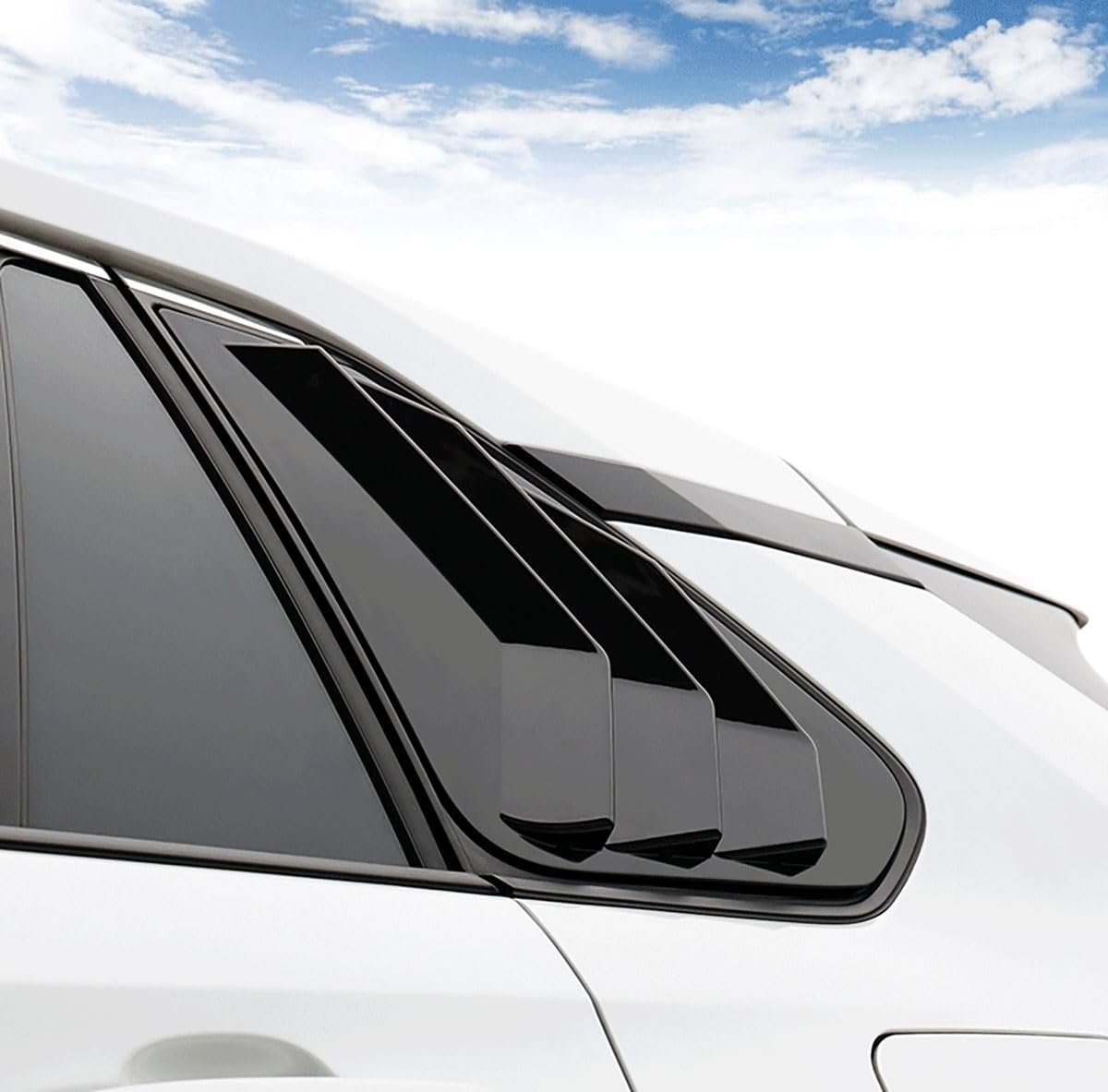 Rear Side Window Louvers Compatible with Toyota RAV4 2019-2023 2024 2025, ABS Exterior Window Shutters Trim Cover, 2PCS,Style A, Glossy Black