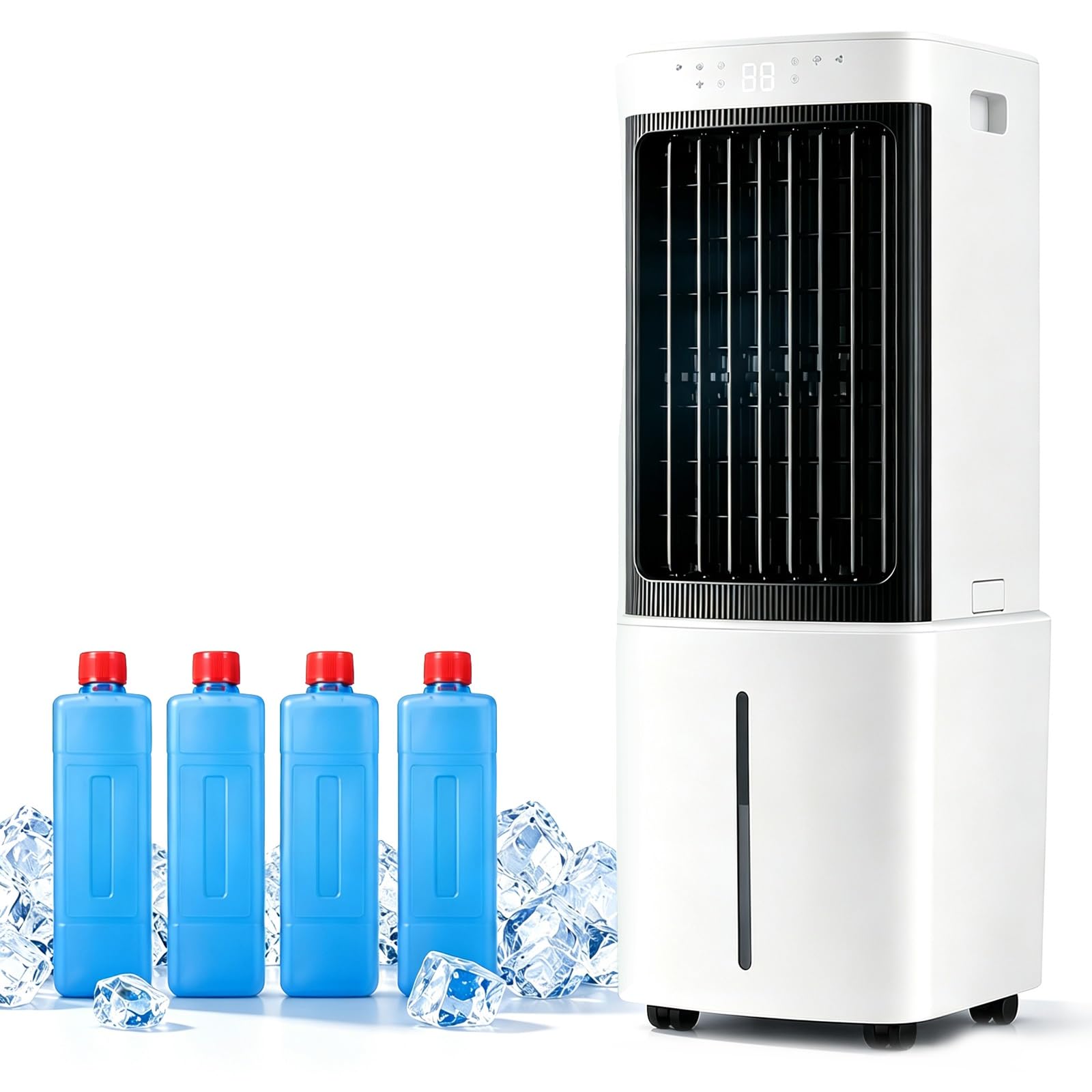 WPWSDWMX Evaporative Cooler, Rolling Air Cooler with 13L Tank Swamp Cooler with 4 Ice Packs, for Bedroom Garage