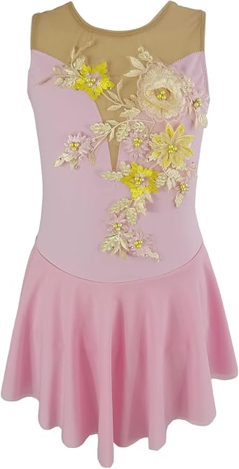LIUHUO Ice Figure Skating Dress Girls Sleeveless Competition Perform Womens Dance Dresses Elegant Handmade Decals