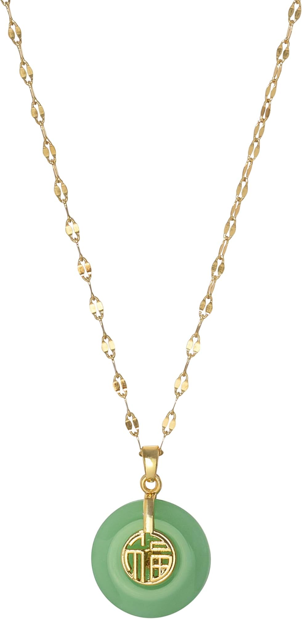 Green Jade Necklace | Authentic Good Fortune Pendant | Brushed Matte Finish | Unique Modern Design | Vintage Style Jade Necklace | Women's Jewelry Gift| Jade Necklaces for Women