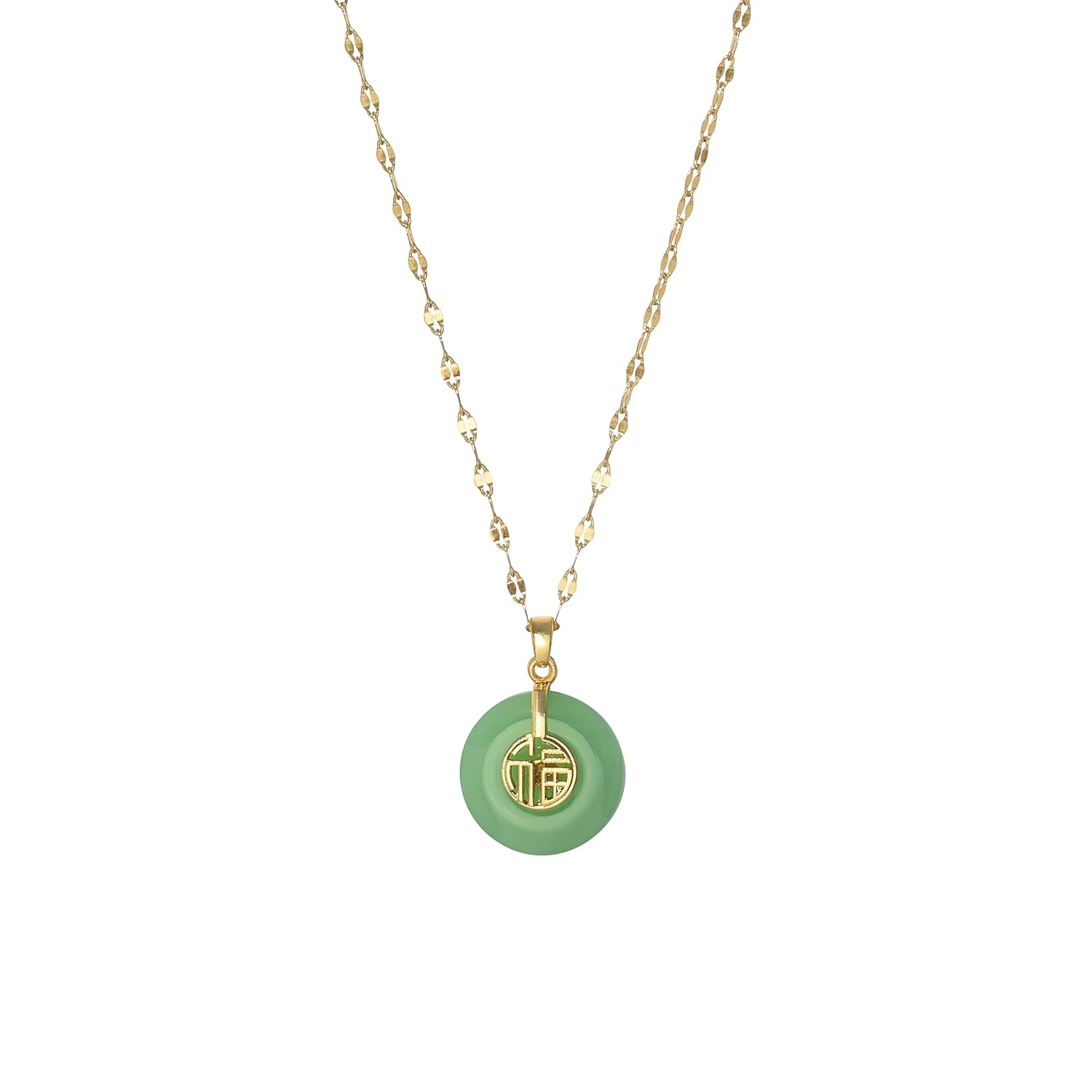 emmandsophie Green Jade Necklace | Authentic Good Fortune Pendant | Brushed Matte Finish | Unique Modern Design | Vintage Style Jade Necklace | Women's Jewelry Gift| Jade...
