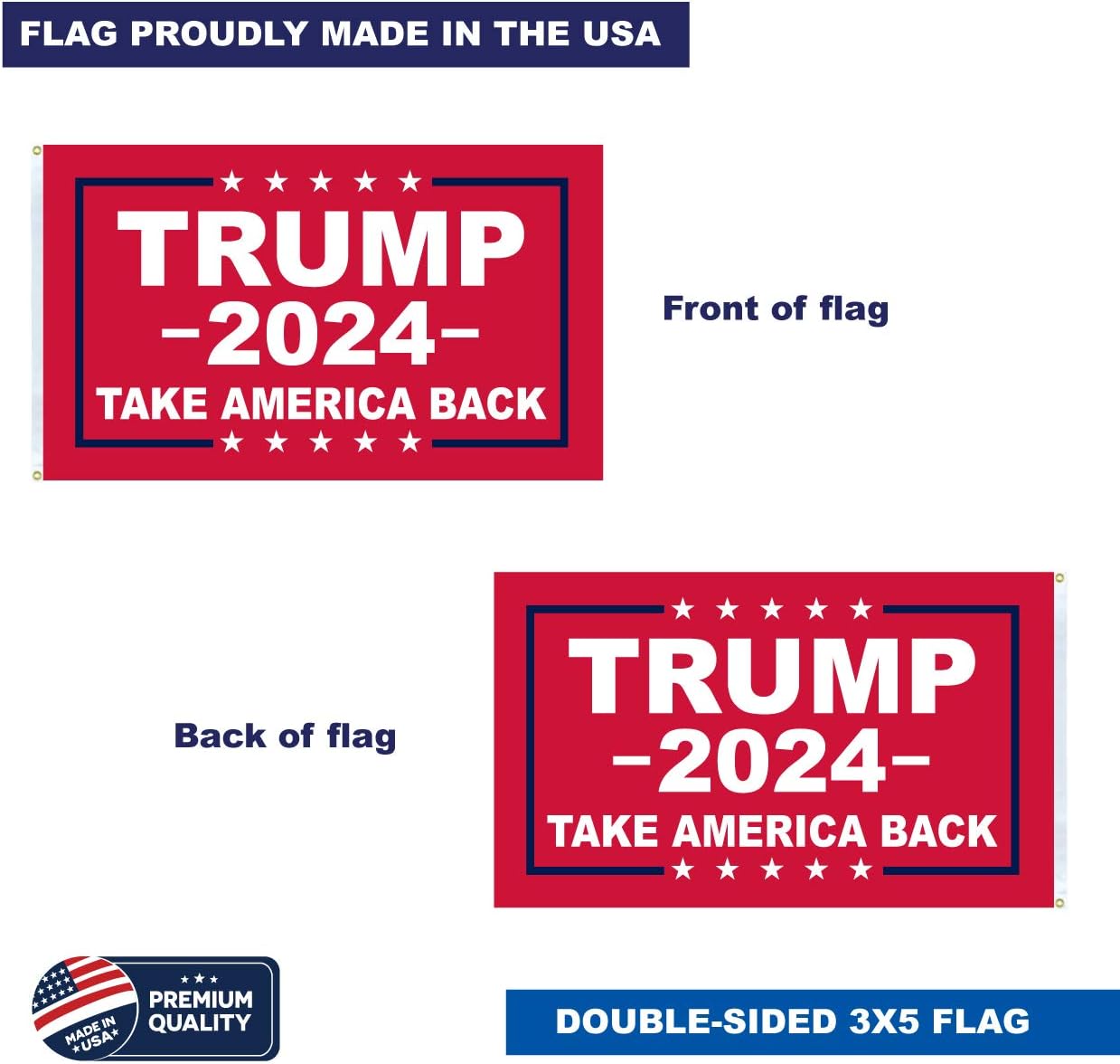 USA 3X5 Take Back America Trump 2024 Red