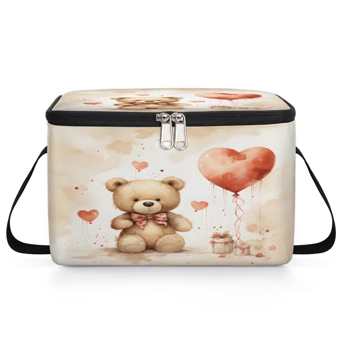 Valentine's Day Bear Lunch Bags for Women Men 9 Cans, Hot & Cold Food Delivery Bag Insulated Grocery Bag Insulated Lunch Box Cooler Bag for Office Work Picnic Beach