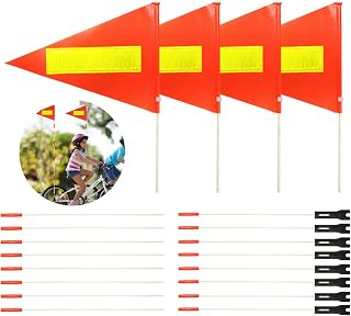 Bicycle Safety Flag with Reflective Strip Double Sided for Cycling at Night