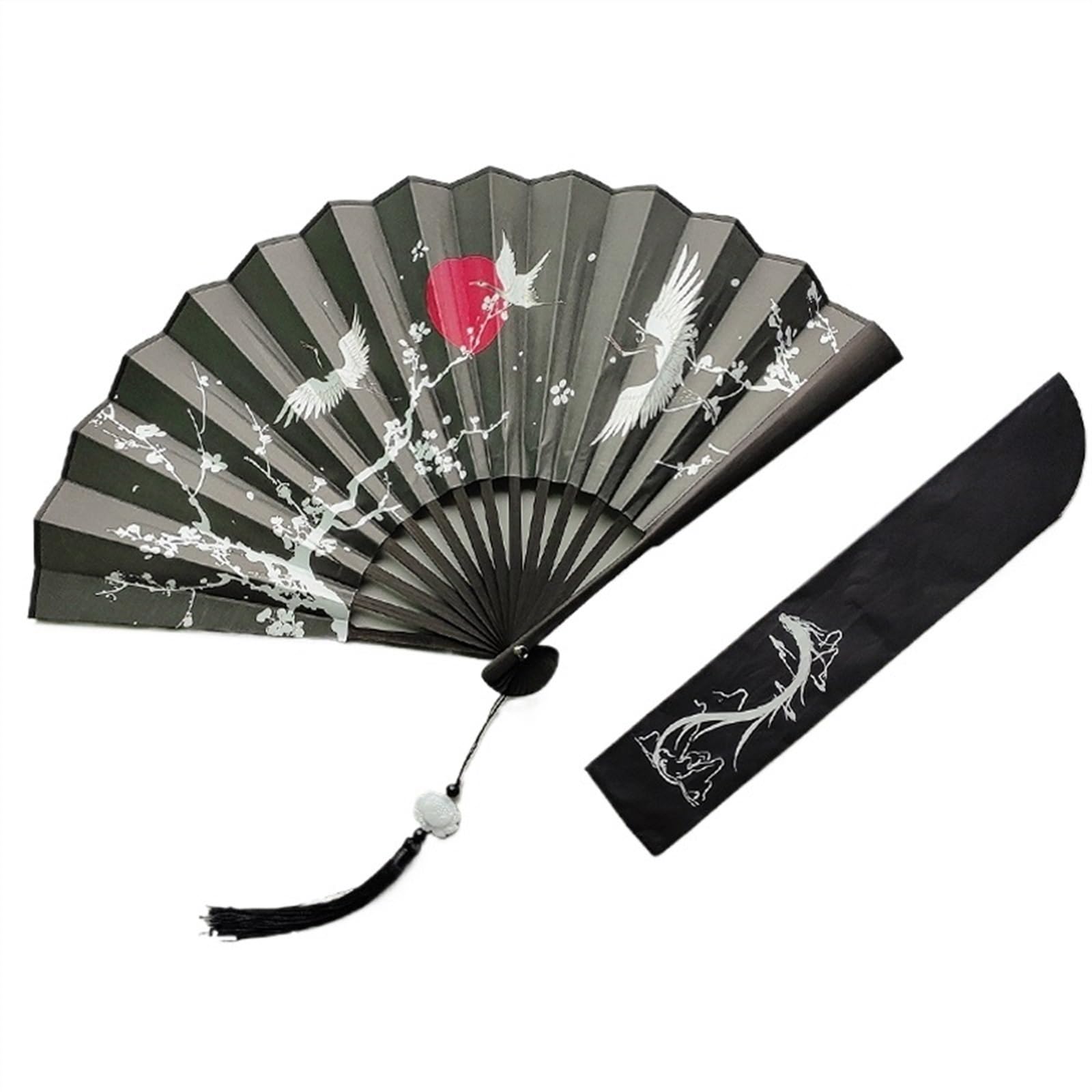QCKNKMGG Silk Folding Fan, Bamboo Silk Hand Folding Fan