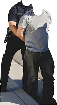 SS11186 Police Officer Cop Arresting Man Person Criminal Robber Stand in Cardboard Cutout Standee Standup