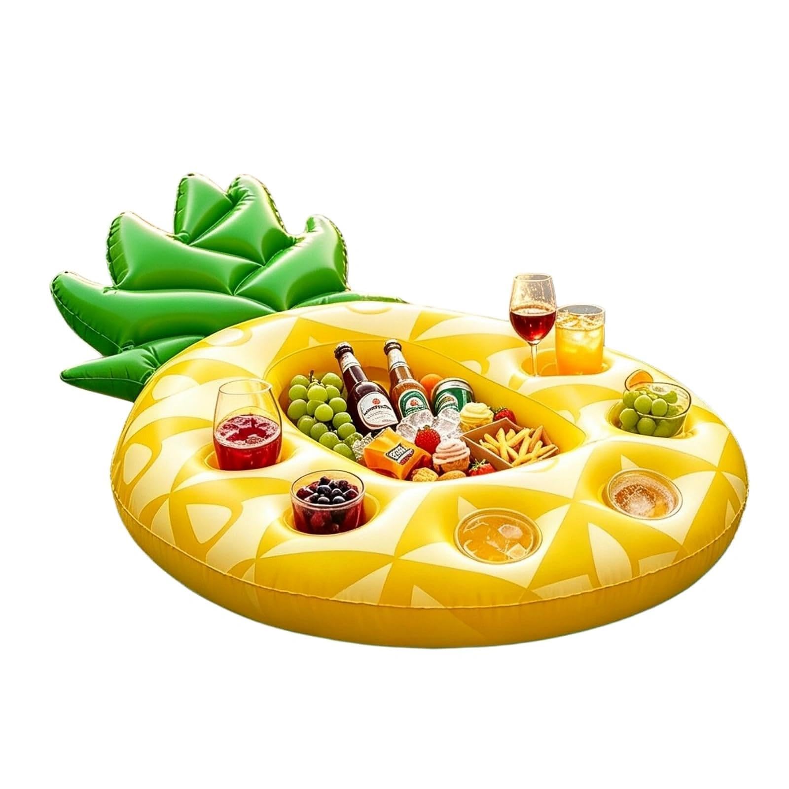 HUANYO Inflatable Floating Drink Holder, 8 Holes Large Cloud Pool Tray for Beverage Salad Fruit Buffet Server, Hot Tub Accessories, Large Capacity for Outdoor Swimming Beach Party Supply (yellow)