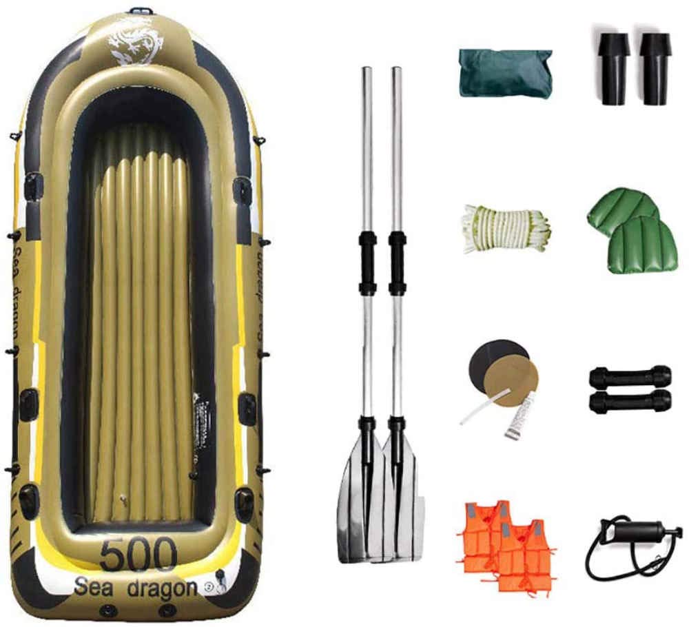 Kayak hinchable para 5 personas con remo y bomba de aire, diseño plegable, carga máxima de 400 kg, ideal para aventuras al aire libre