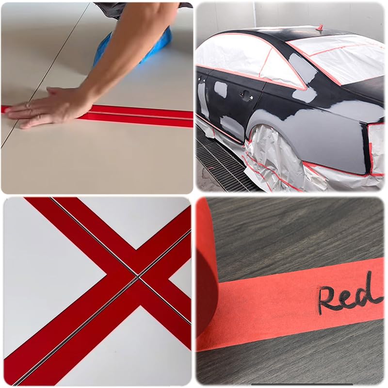 Image of Red Masking Tape, 2 Inch x 55 Yards, for Wall Painting | Multi-Purpose for Painting, Building, Labeling, Edge Finishing & DIY Projects