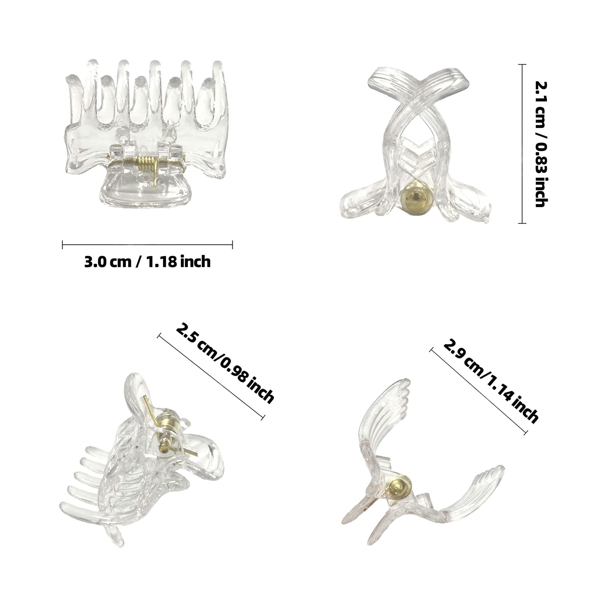 DIMUGE 22 Pcs Little Hair Clips Clear Plastic Hair Claw Clips for Girls and Women Short Hair, 1 inch Small Hair Clips for Teens and Adult Hairstyles.