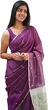ZECVA Women's Pure Soft Spun Cotton Lichi Silk Saree For Women With Attach Unstitch Blouse Piece