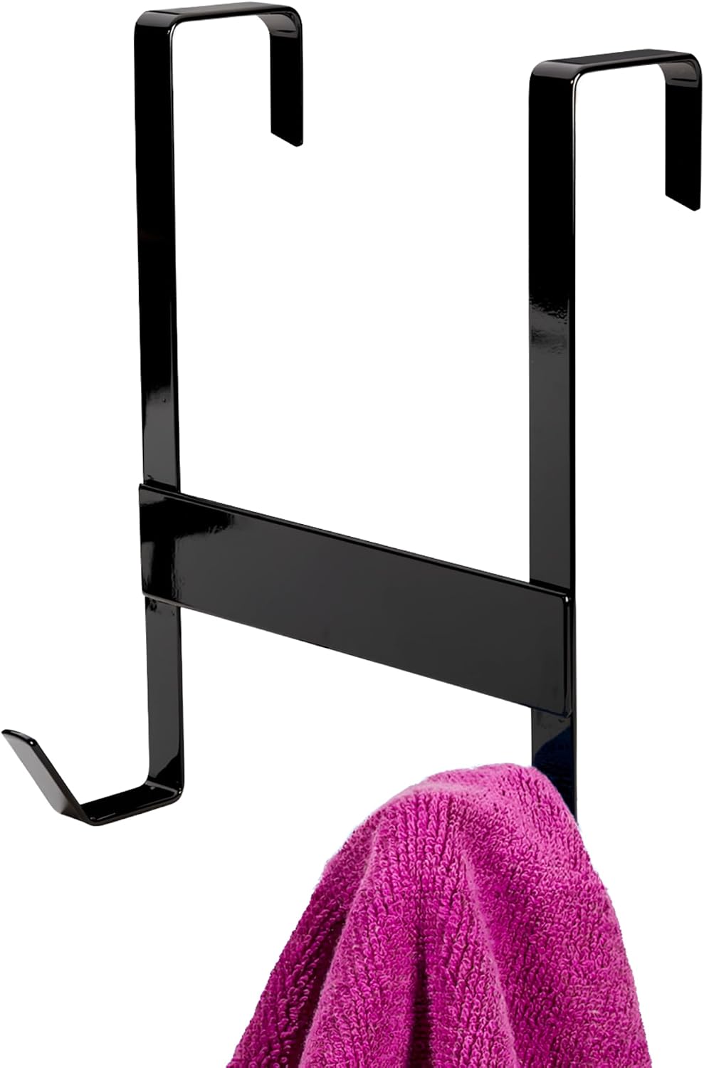 madesmart Over-the-Door 2-Hook Rack for Towels, Matte Black