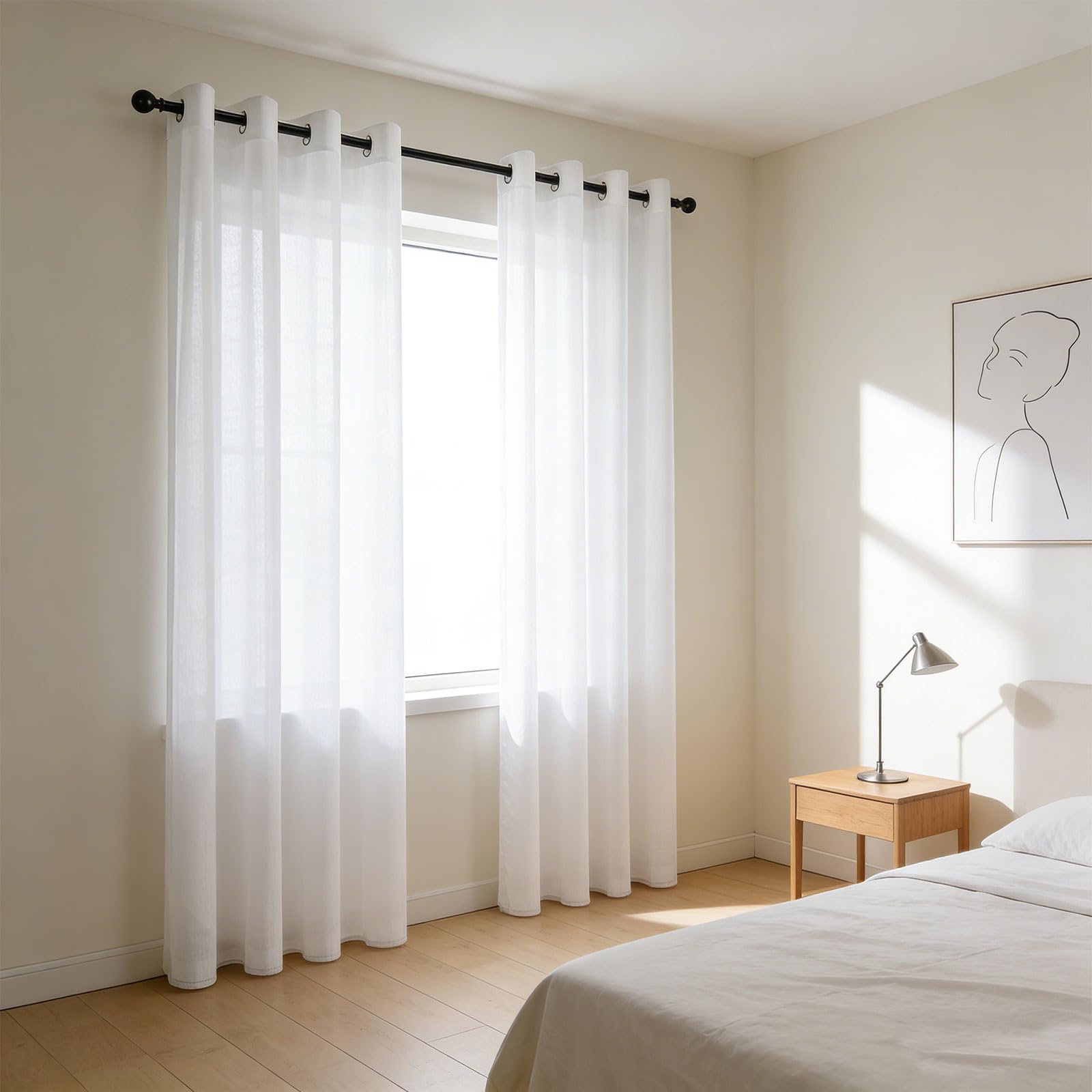 Voilage de salon blanc 290x295 cm pour instaurer une ambiance douce dans la chambre