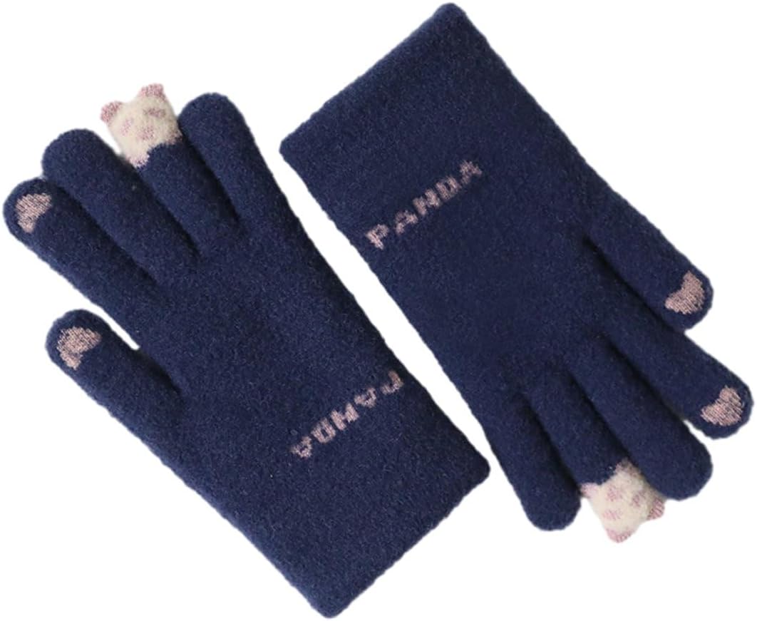 Gants D'hiver Pour Femmes En Tricot Doux - Double Couche, Tactile - Acrylique Et Polaire - Pour Automne/hiver, Activités Extérieures