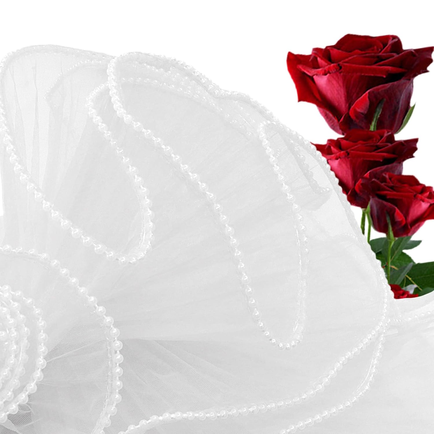 Litoexpe 3 Pack Pearl Edge Bouquet Packaging Paper 4.37 Yards, Flower Wrapping Mesh Paper Floral Net Yarn, Wrinkle Waves Paper for Wedding Anniversary Birthday Florist Supplies (White)