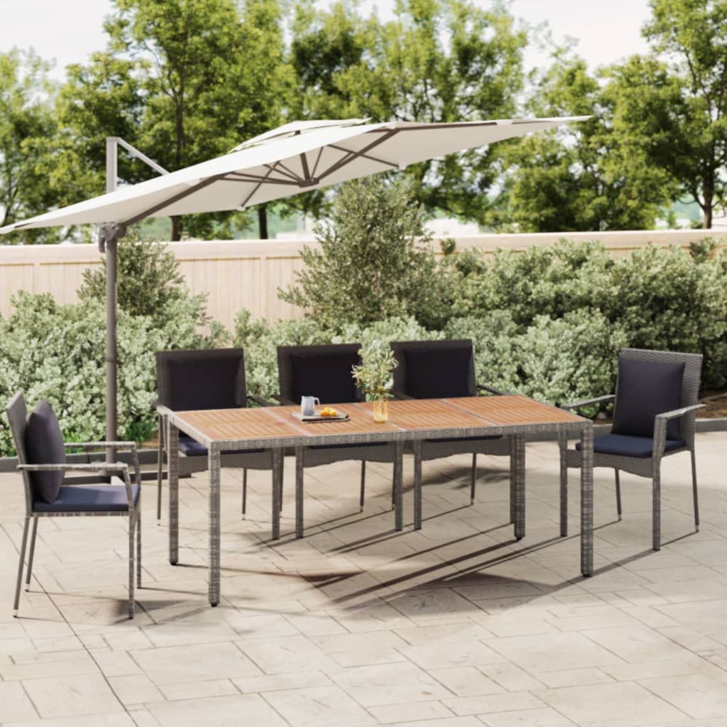 vidaXL Table de Jardin en Bois Gris Résine tressée Acacia, Meubles d'extérieur, Table à Manger