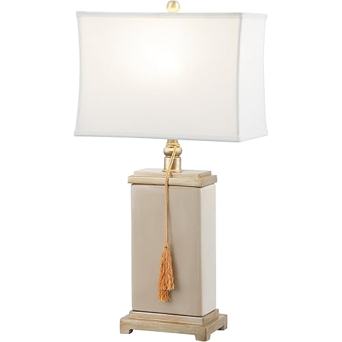 SAFAVIEH Lighting Collection Amiliana Cream Tassel 30-inch Bedroom Living Room Home Office Desk Nightstand Table Lamp (LED Bulb Included)