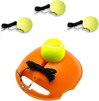 Tennis Trainer, Rebound Ball, Tennis Trainer with 3 Long Rope Balls, Rebounder, Portable Solo Tennis Training Equipment for Kids and Adults Orange