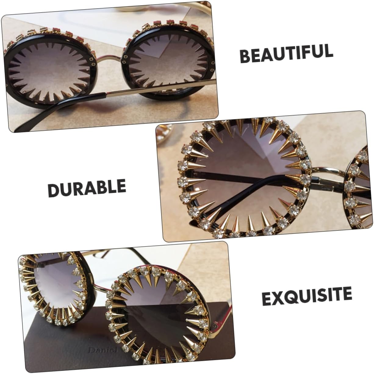 Baluue 1set Retro Rhinestone Rivet Sunglasses for Women Fashionable Vintage Eyewear for Parties and Events Unique Design Comfortable Nose Pads for Christmas and Carnival Celebrations
