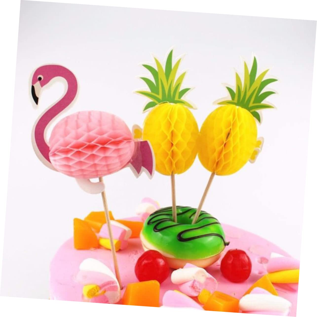 20pièces Décorations De Gâteau Flamingo Et Ananas Plastique pour Anniversaire Picks De Gâteau Tropicaux Idéaux pour Et Desserts Fête