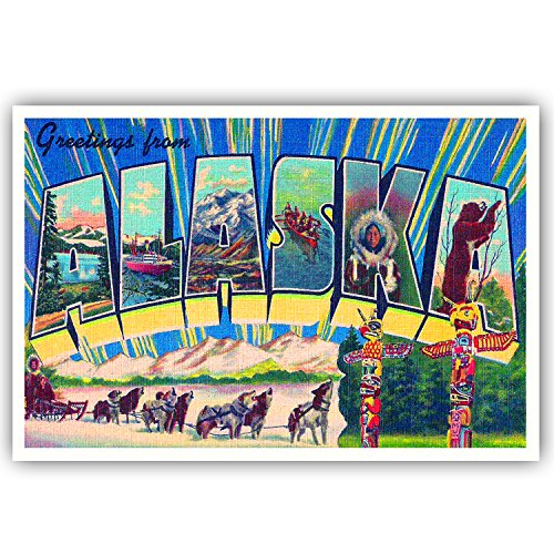 GREETINGS FROM ALASKA vintage reprint postcard set of 20 identical