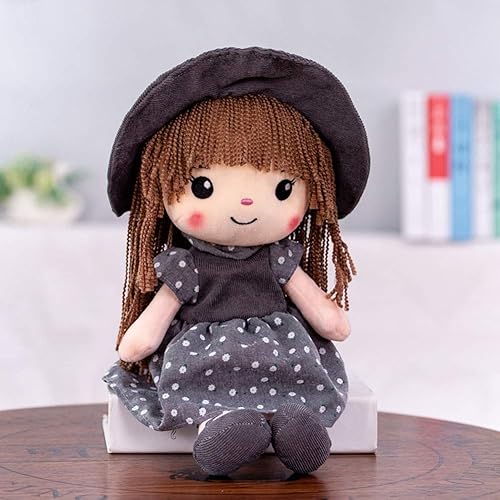 Miniatura 3 de Muñeca de trapo esponjosa de 15.7 pulgadas, juguete de peluche suave, regalo con gorro, falda, juguete de peluche de princesa, lindas muñecas para