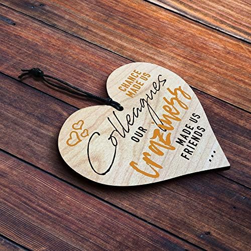 Chance Made us Colleagues Friendship Gifts for Best Special Friends Women Work Leaving Wooden Hanging Heart Retirement Plaque Thank You Female Novelty Fun Present Ideas
