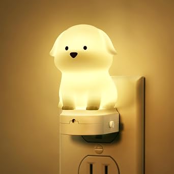 DORESshop Night Light for Kids,Cute Puppy Night Lights Plug into Wall | 3D Night Light with Dusk to Dawn Sensor,RGB+Soft White 3000K Dog Night Light,Birthday Gift Nightlight for Kids,Room Decor