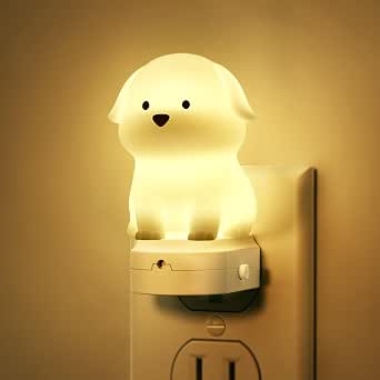 DORESshop LED Night Light for Kids, 3D Cute Puppy Night Lights Plug into Wall with Dusk to Dawn Sensor, RGB+Soft White 3000K Dog Night Light, Birthday Gift Nightlight for Kids, Room Decor