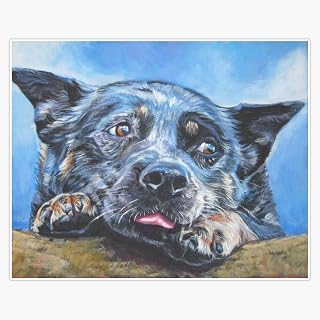 Australian Cattle Dog Fine Art Painting Vinyl Waterproof Sticker Decal Car Laptop Wall Window Bumper Sticker 5"