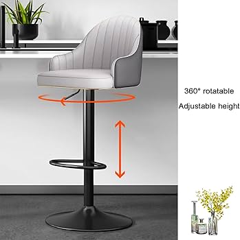 Amazon｜高さ調節可能な回転バースツール、アームと背もたれ付き、PU