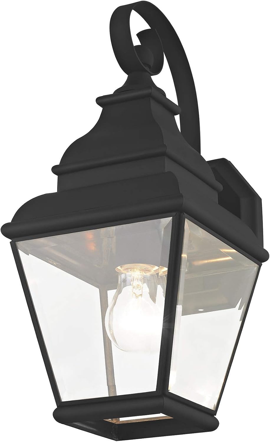 Livex Lighting 2590-07 Exeter 1 Light Outdoor Bronze Finish Solid Brass Wall Lantern with Clear Beveled Glass