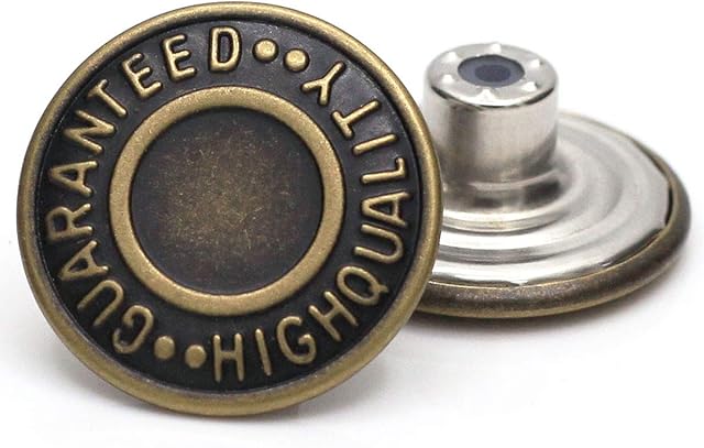 20mm GHQ Replacement Jean Tack Buttons No Sew Metal Buttons for Denims, Jeans, Jackets,12 Sets (Bronze)