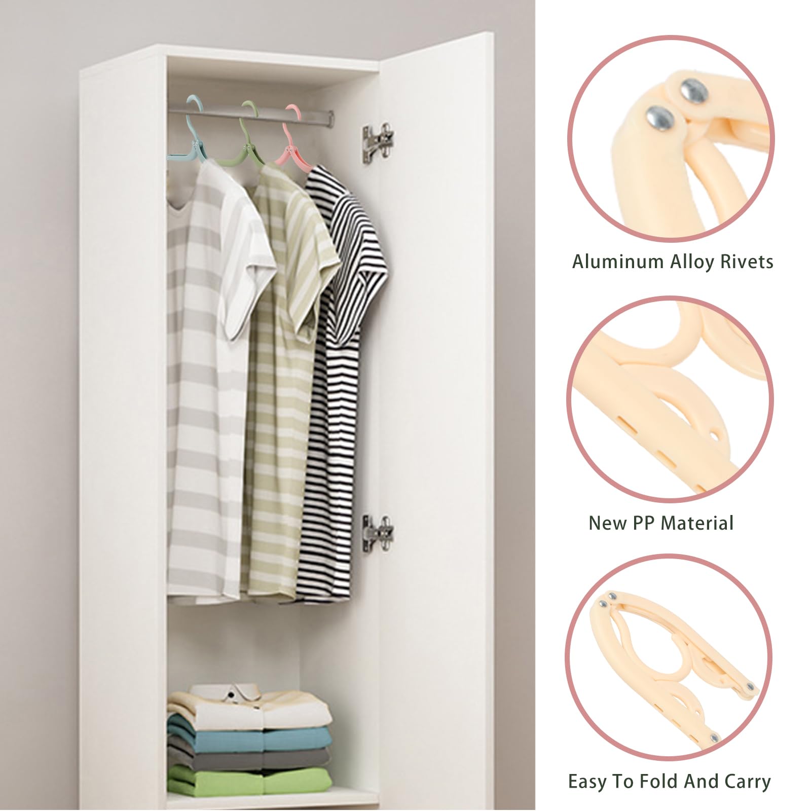 20 Pcs Folding Clothes Hangers, Portable Plastic Travel Coat Hangers with Clips, Non-Slip Foldable Space Saving - Image 4