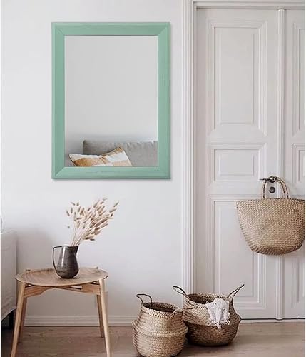 Vista 99 de AAZZKANG Espejos para pared, espejo colgante con marco de madera rústica, 20 x 16 pulgadas, decorativo para casa de campo, dormitorio, baño, sala