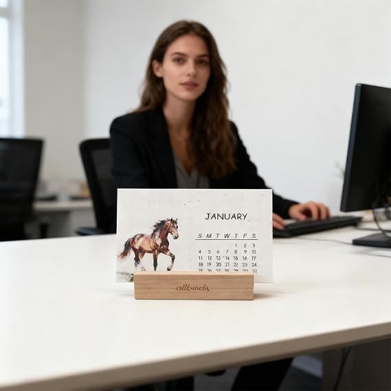 Calendar 2026 Plantable Paper Desktop Organizer Planner with Wooden Base