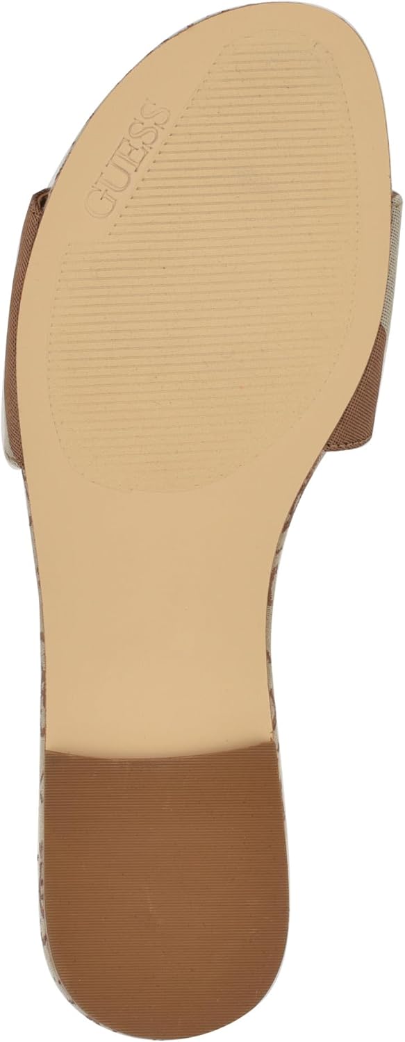Guess Women's Harini Flat Sandal 6.5 Medium Brown/White Stripe Multi 210 image 3 of 6 B0DP3FY7C4