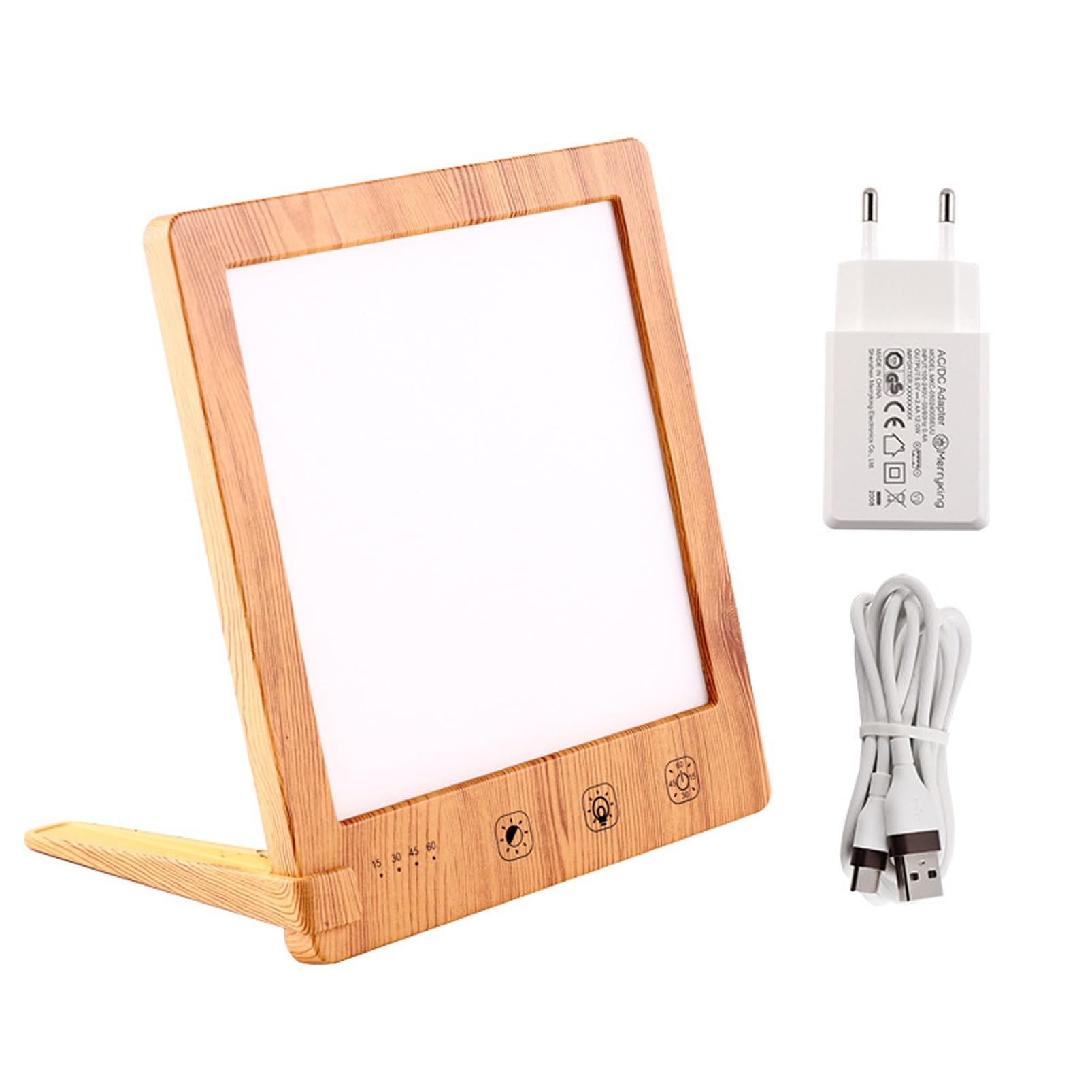 Lampada Triste, Lampada Terapia Touch Control da 10000 Lux con 3 modalità colore, 4 Impostazioni timer, Luminosità regolabile Lampada solare for Triste/Depressione/Disturbi del sonno ( Color : Wood gr