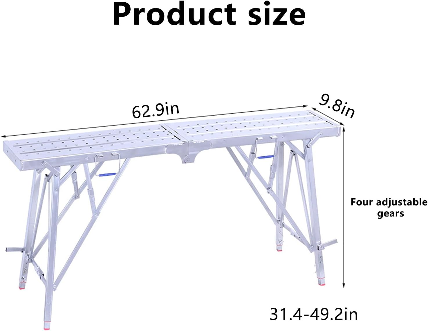 Adjustable Folding Work Platform for DIY Projects Portable Scaffolding Equipment with 330 lbs Load Capacity Ideal for Ceiling Cleaning Painting and Car Washing Size: 62.9 * 9.8in