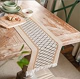 【Aplicable】 Camino de mesa de comedor retro color mesa de comedor de Navidad familia mesa de centro decoración de boda