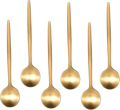 IMEEA Espresso Spoons SUS304 Stainless Steel Gold Coffee Spoons for Dessert, Coffee, Appetizers, 5.1-Inch, Set of 6 Gold