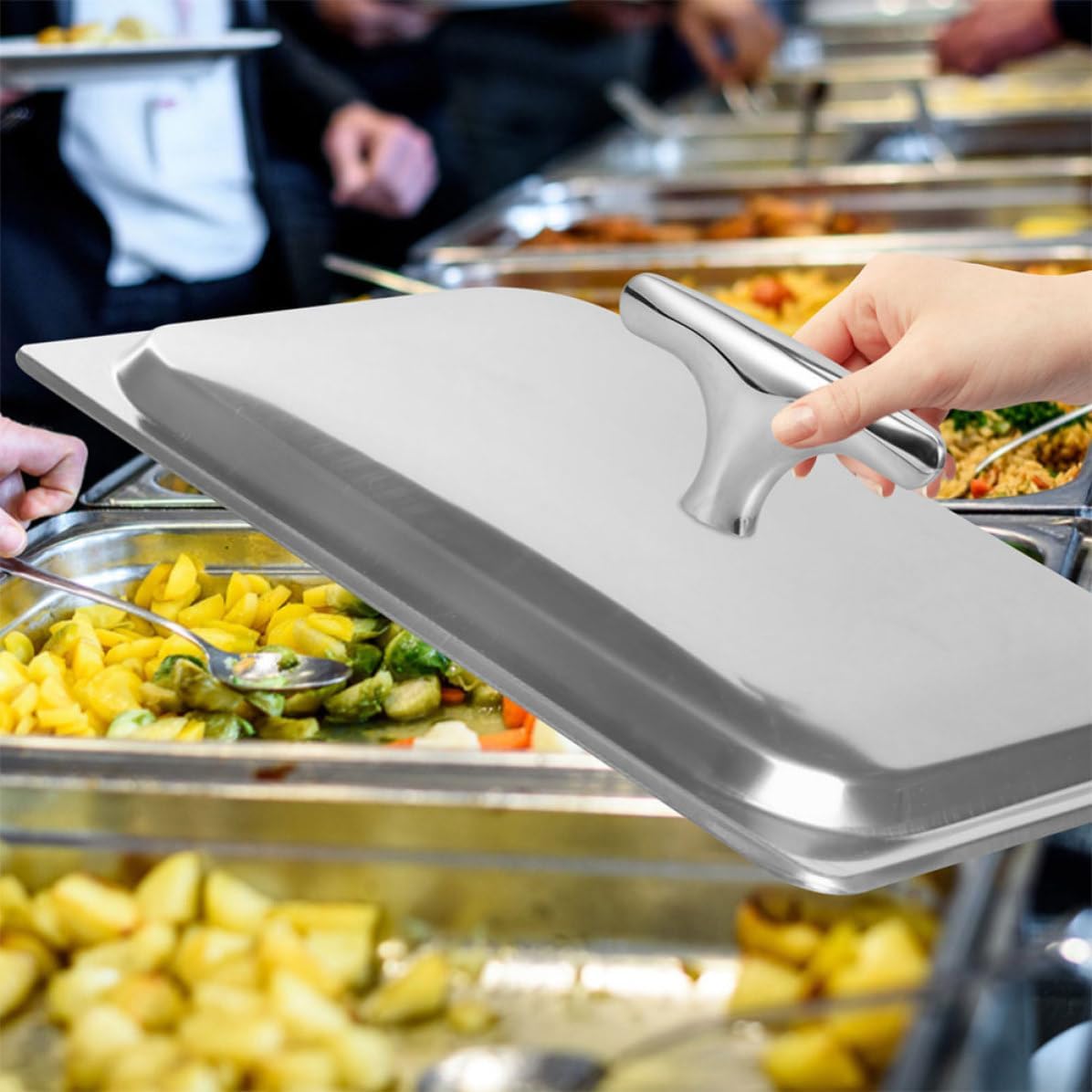 2pcs Stainless Steel Buffet Server Tray Handles with Smooth Design and Easy Installation for Hotel Supply, Replacement Buffet Dish Lid Knobs for Home Cooks and Hotel Owners